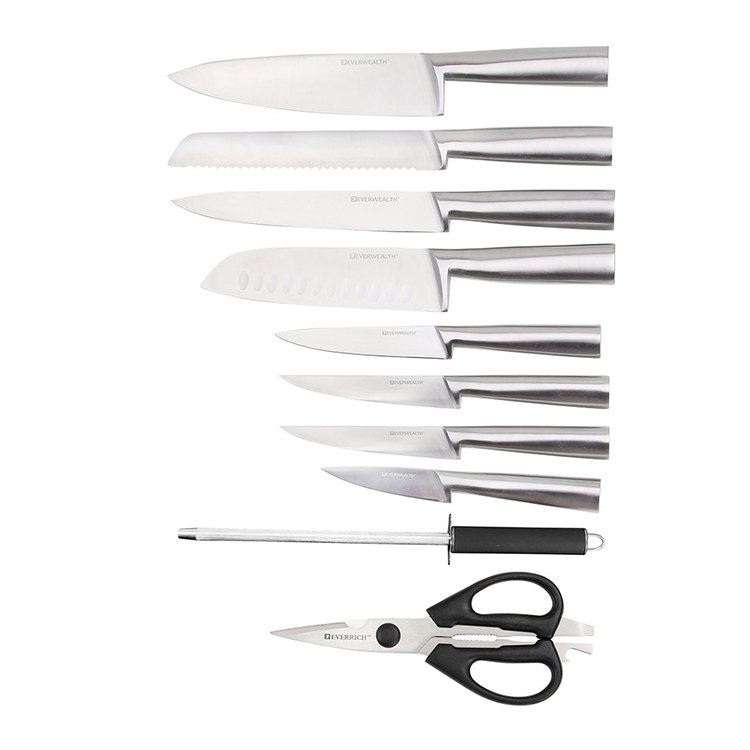 Partihandel Professionell Kökstillbehör Kniv Set Rostfritt Stål Hollow Handtag Japansk 10 Piece Kitchen Chef Knives Set 