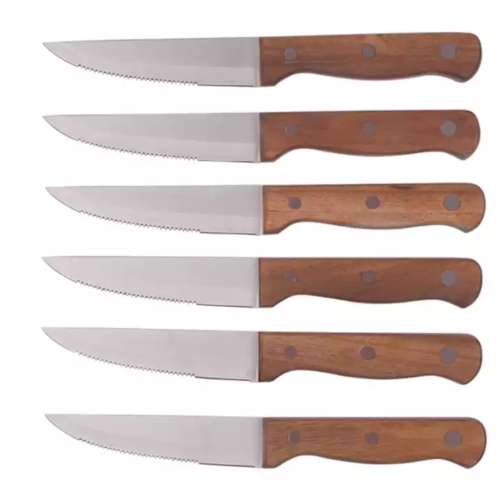 Hög kvalitet 5 tums stekkniv set med Pakkawood handtag 5 stycken rostfritt stål kniv set 