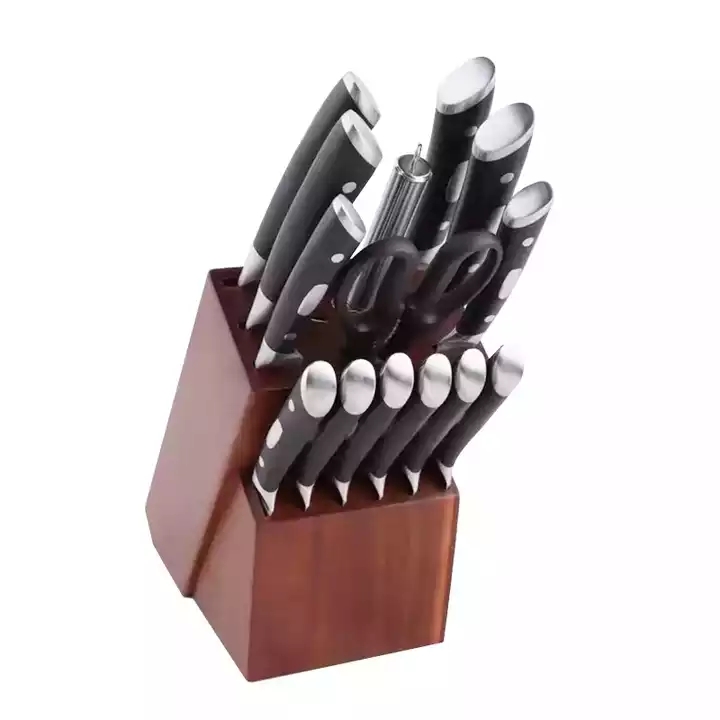Hot Sale Tysk kockkniv kök verktyg knivar Set med gummiträ block 