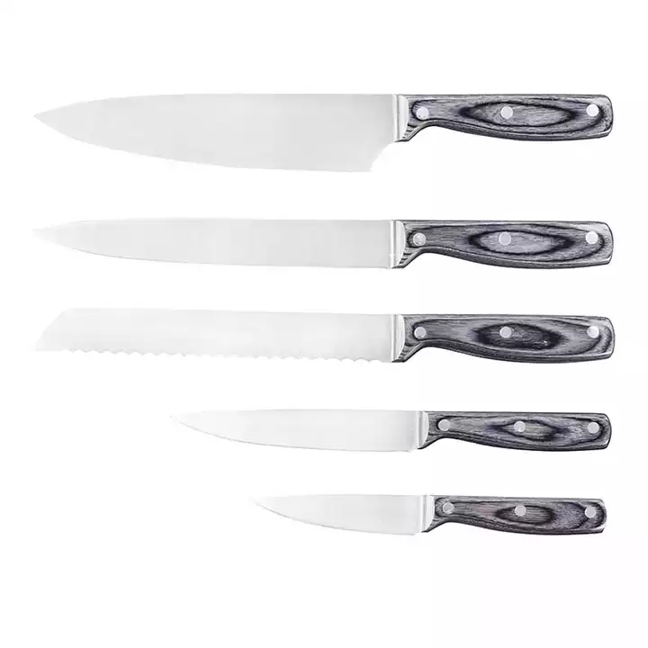 Hög standard rostfritt stål kniv set Chef kniv Utility kniv set med Pakka trä handtag 