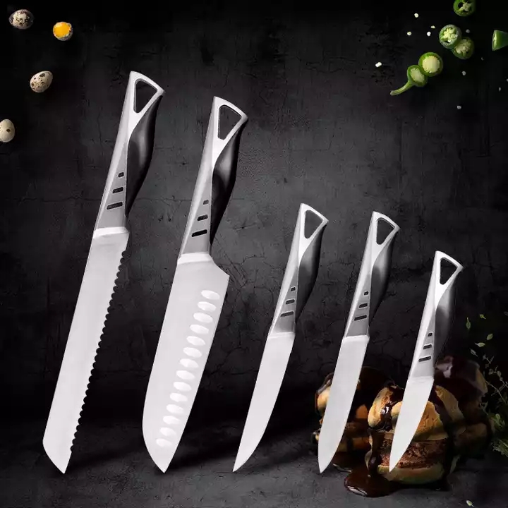 2022 Hot Sale Ny Design Bladhandtag 5-delad kniv rostfritt stål kökskniv set 
