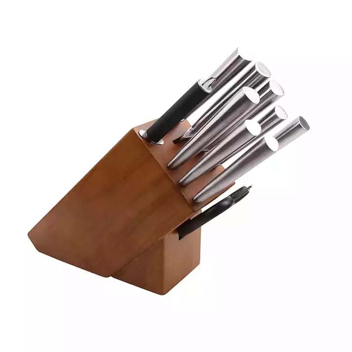 Hot Sale High Grade 10 bitar köksknivar rostfritt stål kock kniv set med trä knivblock 