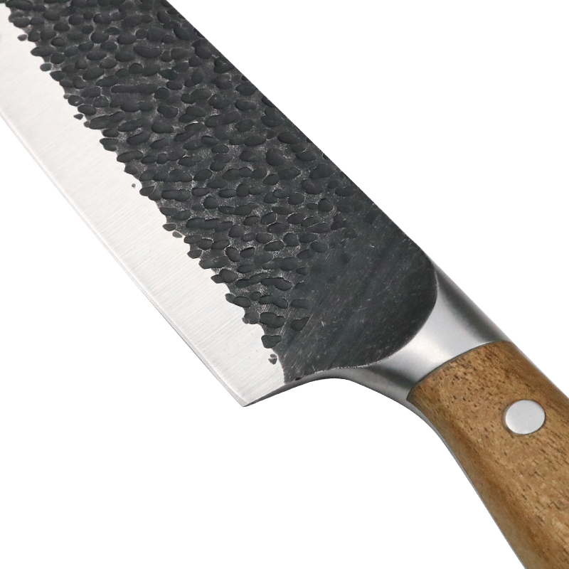 Japansk smidd 430 bolster Rostfritt Stål Kniv Acacia Trä Acacia Handtag med block kock kniv 